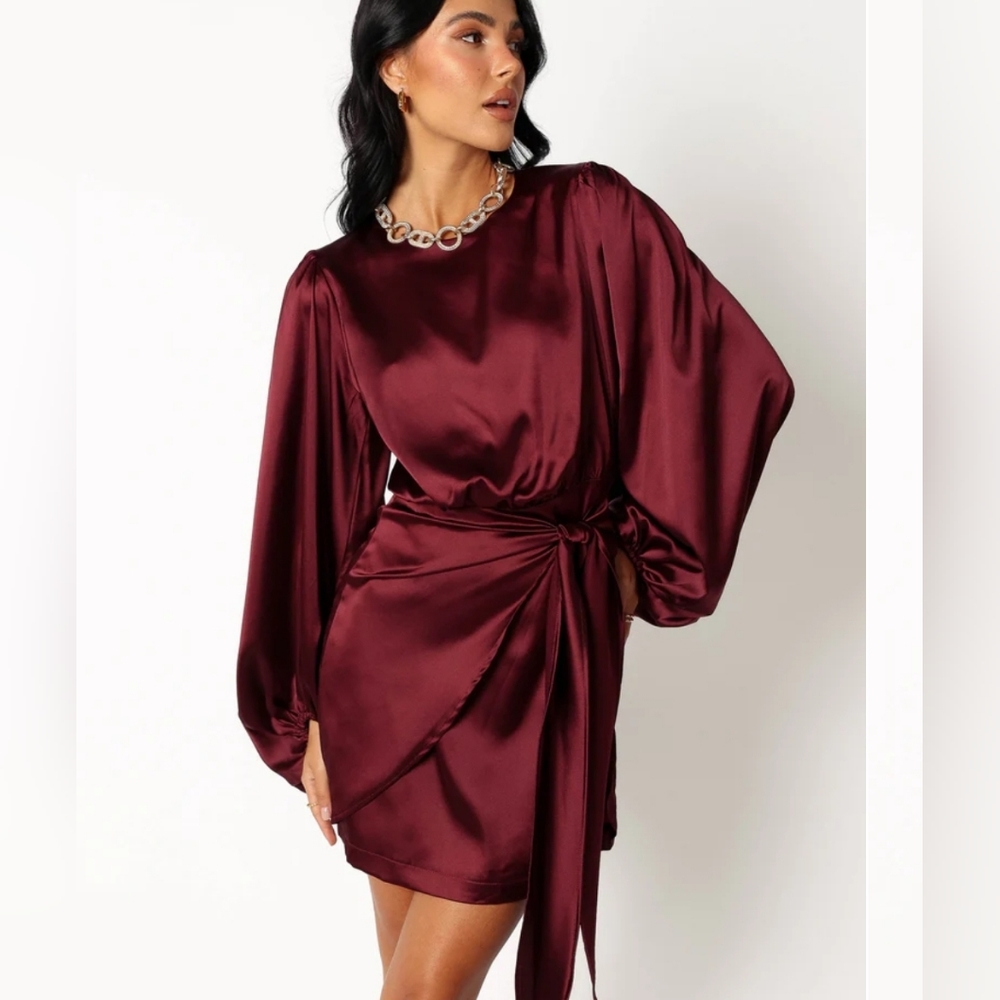 Petal & Pup Tulip Satin Sheen Faux Wrap Sash Tie Party dress Size 12